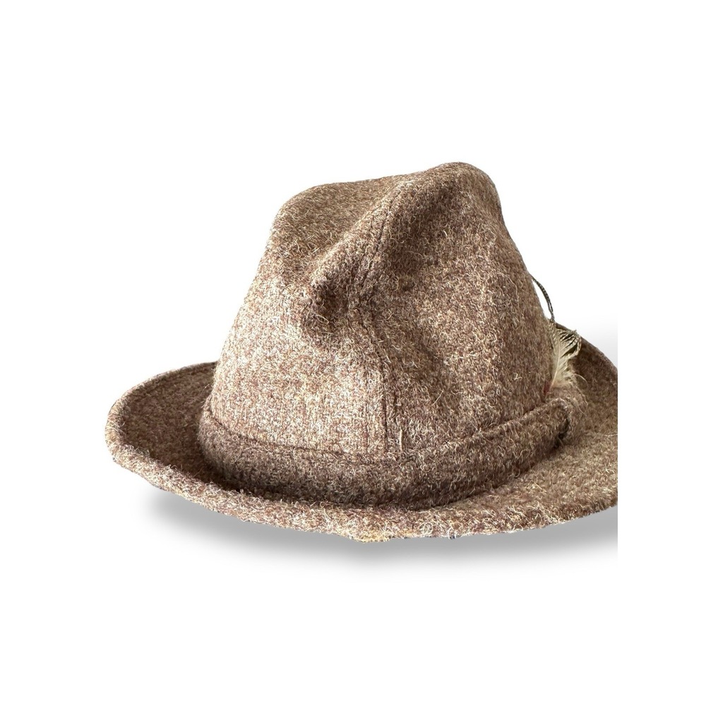 Vtg. Harris Tweed Hat Fedora Fitted Men M Scotland Grandpa Professor‎ Classic